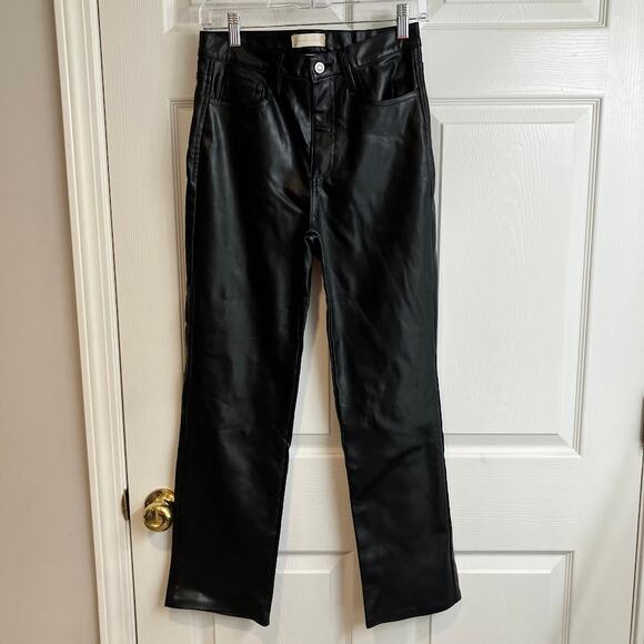 Altar'd State Black Vegan Faux Leather High Rise Straight Leg Pants Size 27/5 - Picture 1 of 9